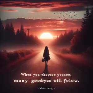 Enlarge Vauvenargues: When you choose peace, many goodbyes will follow.