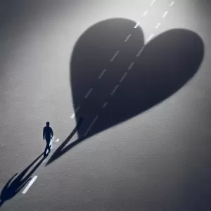 Enlarge Fake love is like a shadow; it follows you around but vanishes in the dark.