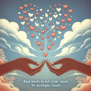 Enlarge Kind words do not cost much. Yet they accomplish much. – Blaise Pascal