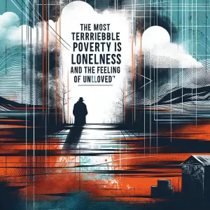 The most terrible poverty is loneliness, and the feeling of being unloved. Mother Teresa