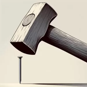 The nail that is visible is the first to hit the hammer.